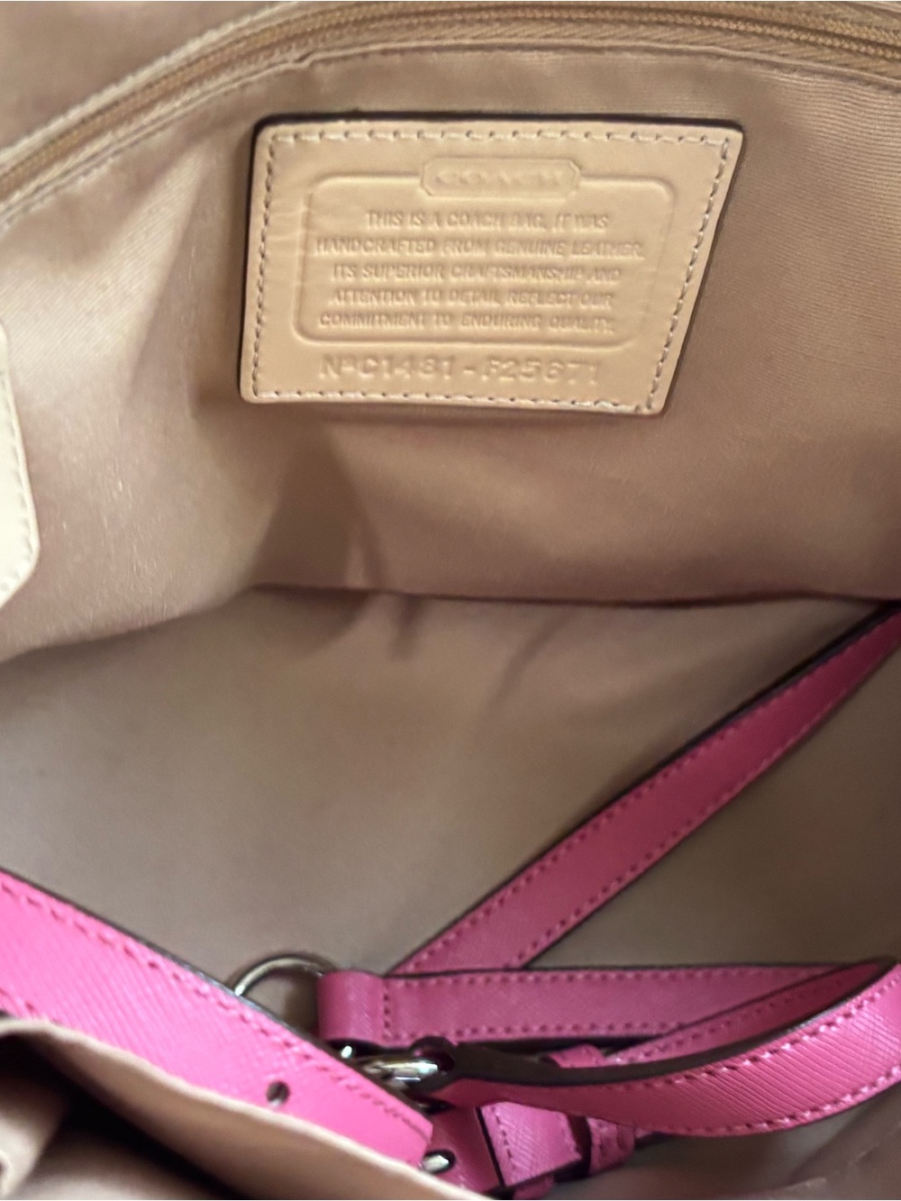 COACH Peyton Cora Domed Satchel in Pink Saffiano Leather - Picture 4 of 12